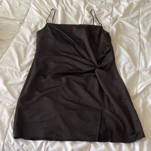 Top shop black dress with slit worn once
